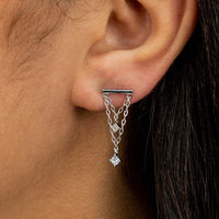 DOUBLE LAYERED STUD SILVER EARRING