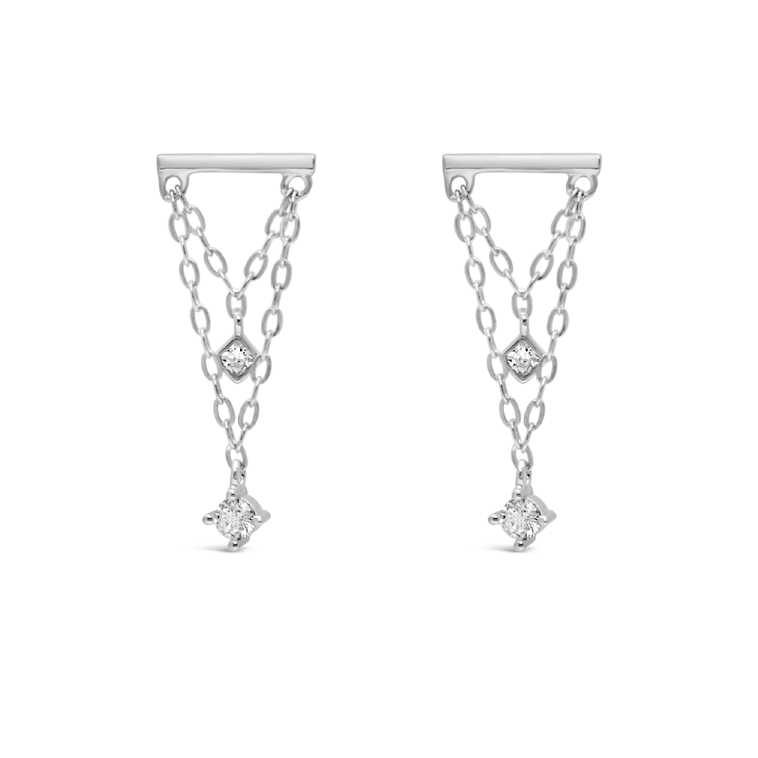 DOUBLE LAYERED STUD SILVER EARRING