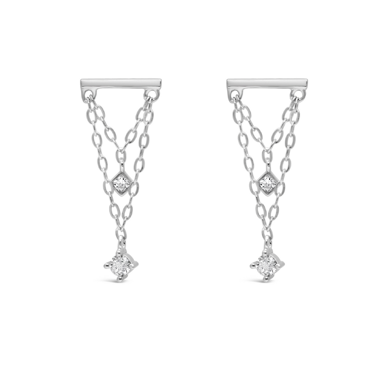 DOUBLE LAYERED STUD SILVER EARRING