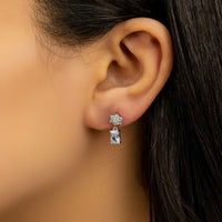 RADIANT CUT FLOWER SHAPED STUD SILVER EARRING