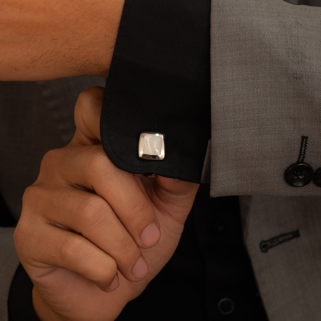MIRROR WHITE MEN SILVER CUFFLINKS