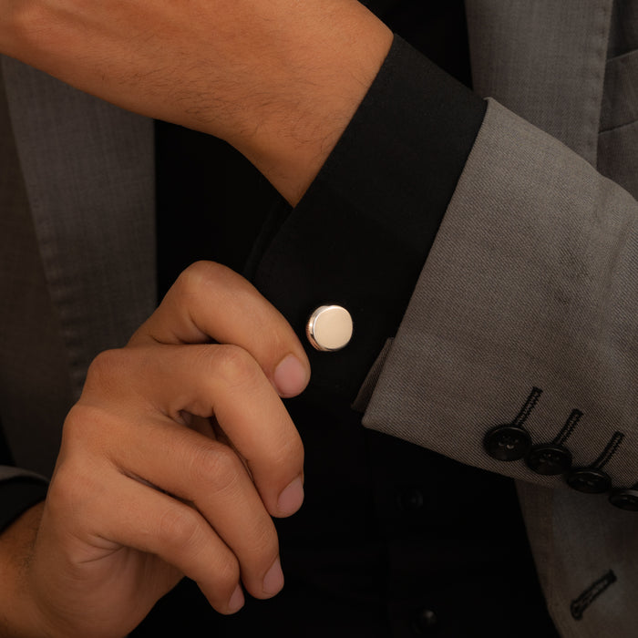 PLAIN CIRCLE SHAPE MEN SILVER CUFFLINKS