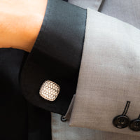 PLAIN WOVEN SQUARE SHAPE MEN SILVER CUFFLINKS