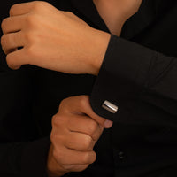 DOUBLE ROW TWISTED ROPE MEN SILVER CUFFLINKS