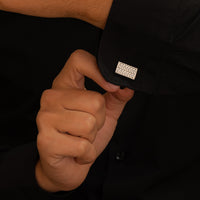 PLAIN WOVEAN MEN SILVER CUFFLINKS