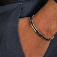 BLACK FRAMED TENNIS MEN SILVER BANGLE