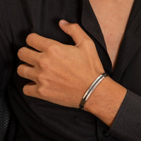 BLACK FRAMED TENNIS MEN SILVER BANGLE
