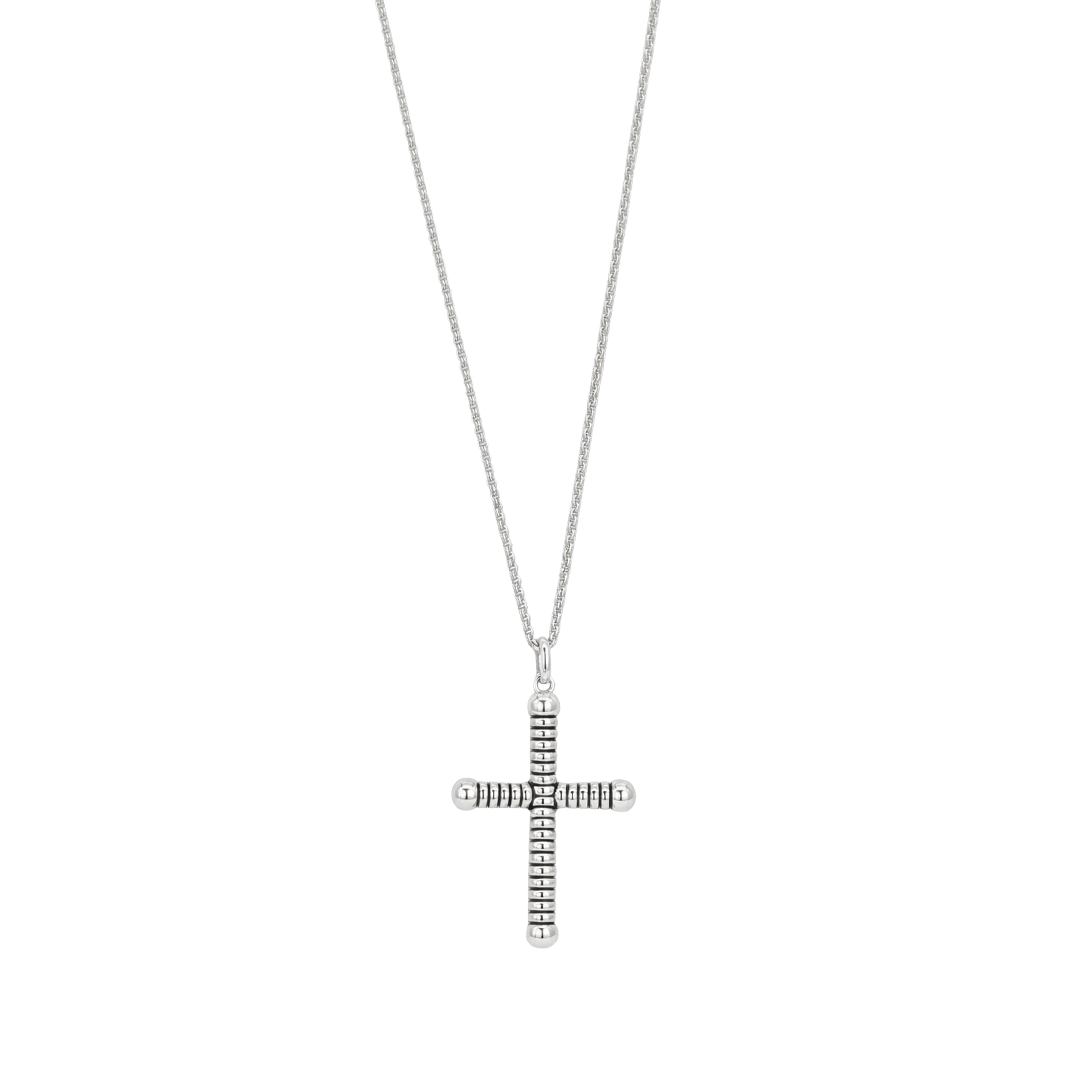 CROSS SHAPE MEN SILVER NECKLACE