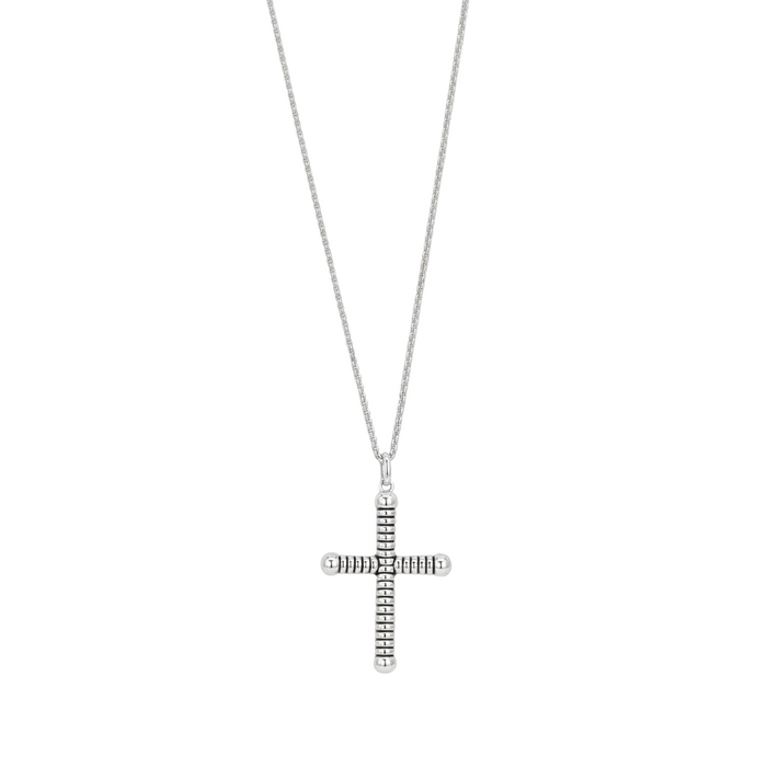 CROSS SHAPE MEN SILVER NECKLACE