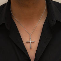 CROSS SHAPE MEN SILVER NECKLACE