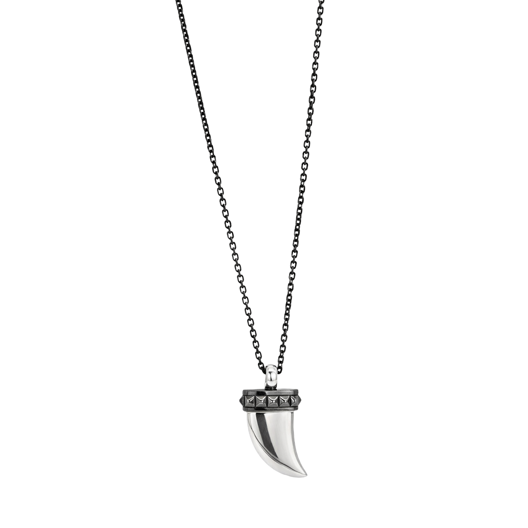 CHROME REBEL BLACK MEN SILVER NECKLACE