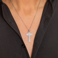 PALIN BRAIDED CROSS MEN SILVER NECKLACE
