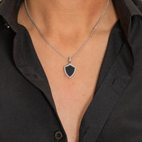 SHIELD SHAPE MEN SILVER NECKLACE