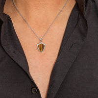 SHIELD SHAPE MEN SILVER NECKLACE