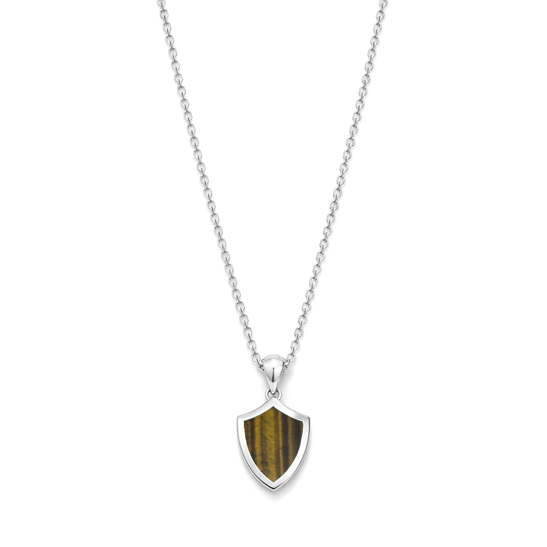 SHIELD SHAPE MEN SILVER NECKLACE