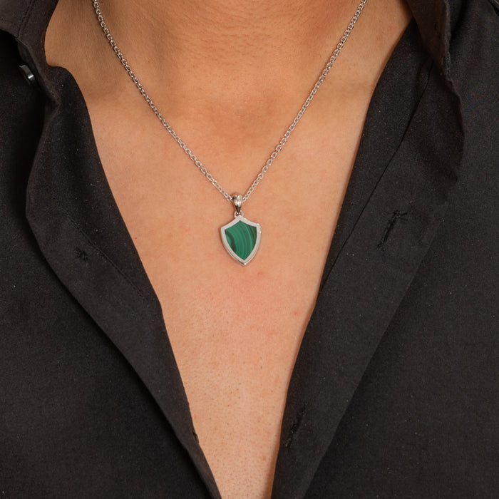 SHIELD SHAPE MEN SILVER NECKLACE