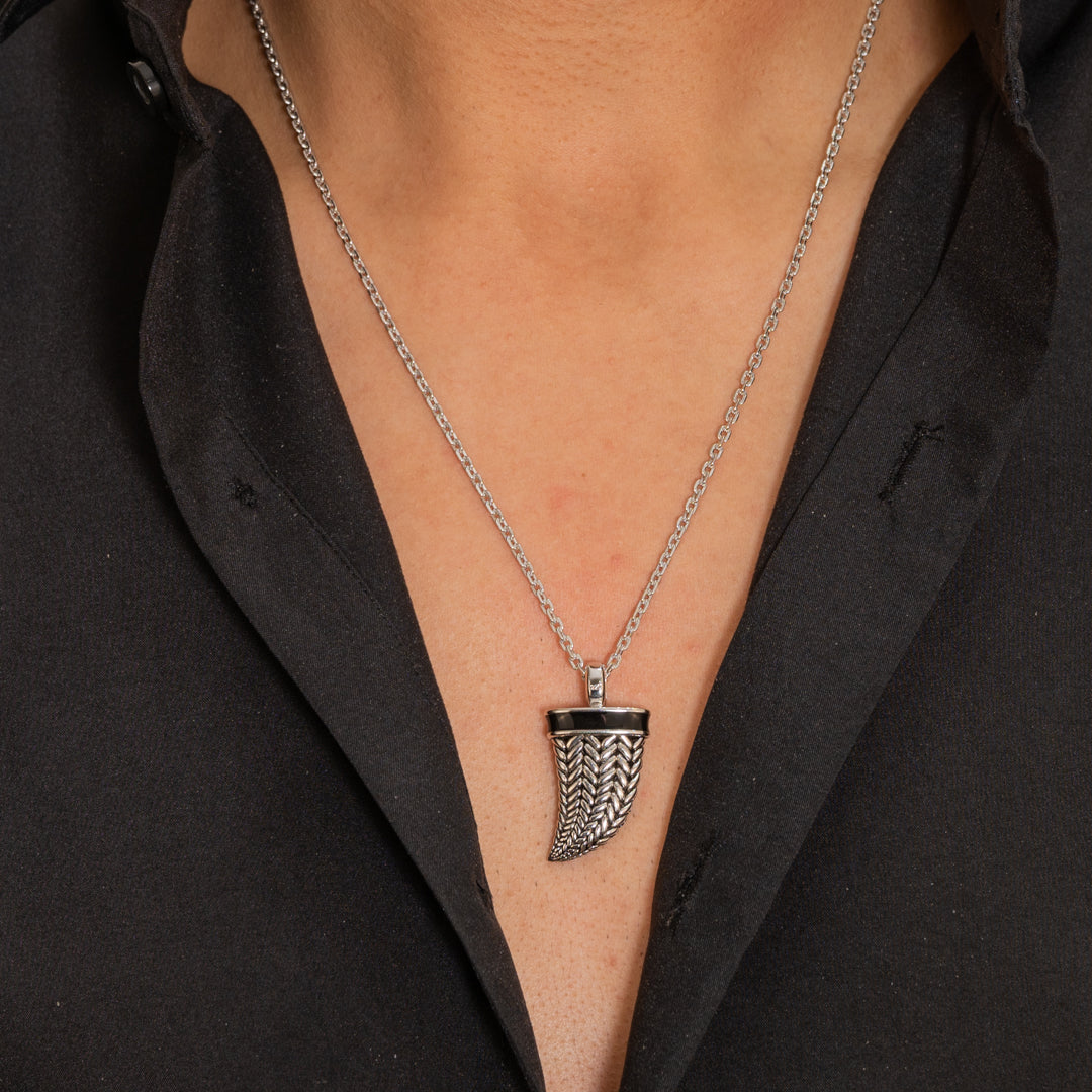 BRAIDED CHROME REBEL MEN SILVER NECKLACE