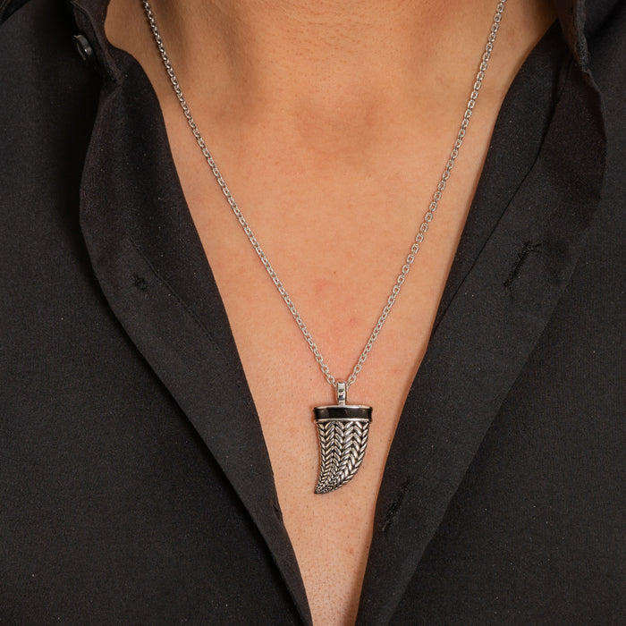 BRAIDED CHROME REBEL MEN SILVER NECKLACE