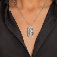 WEAVED SQUARE SHAPE MEN SILVER NECKLACE