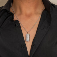 WEAVED RECTANGULAER SHAPE MEN SILVER NECKLACE