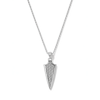 FRAMED BRAIDED ARROW SHAPED MEN SILVER NECKLACE