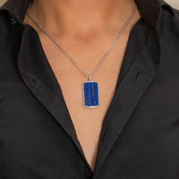 RECTANGULAR SHAPE MEN SILVER NECKLACE