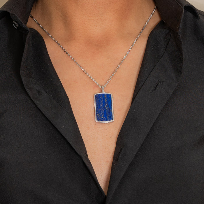 RECTANGULAR SHAPE MEN SILVER NECKLACE