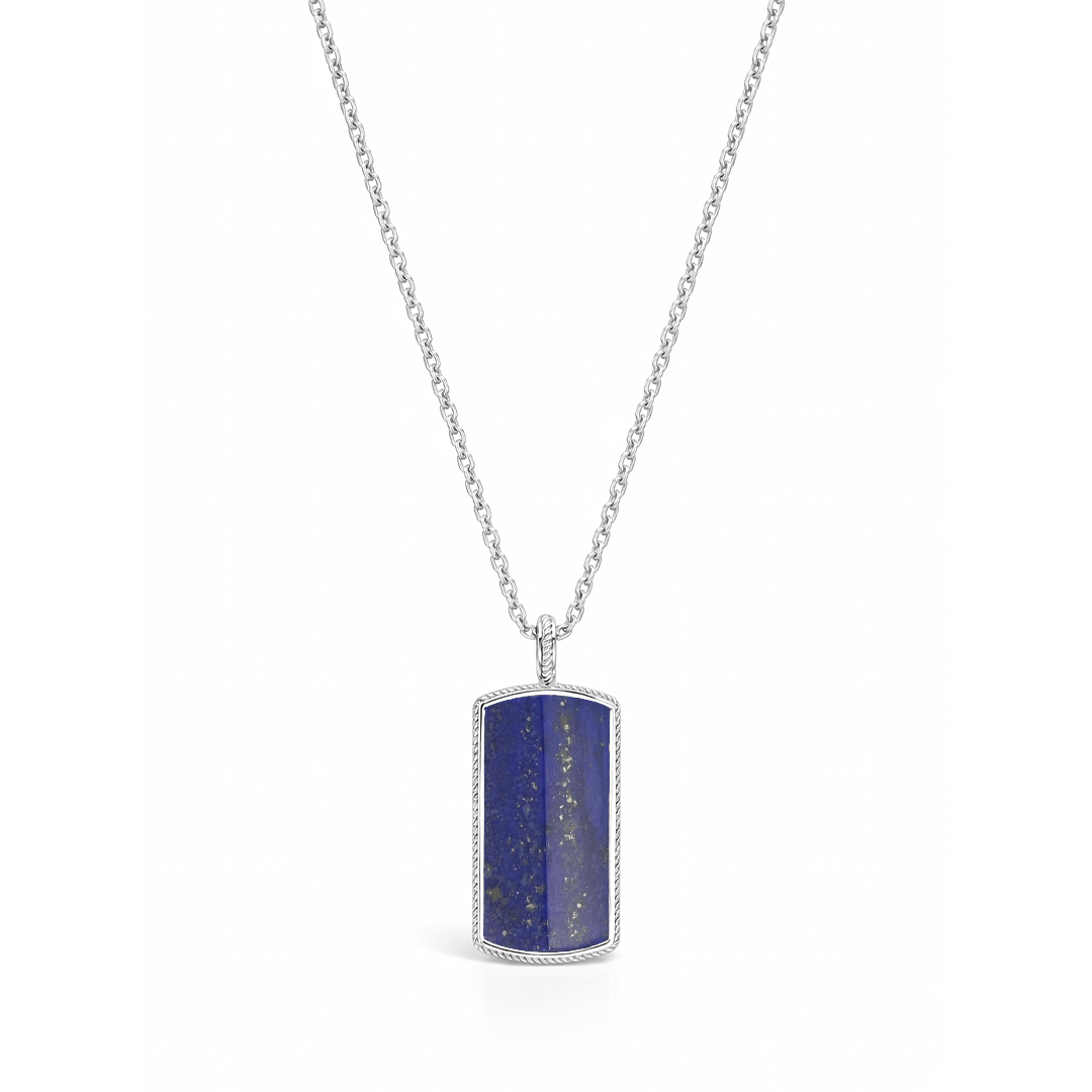 RECTANGULAR SHAPE MEN SILVER NECKLACE