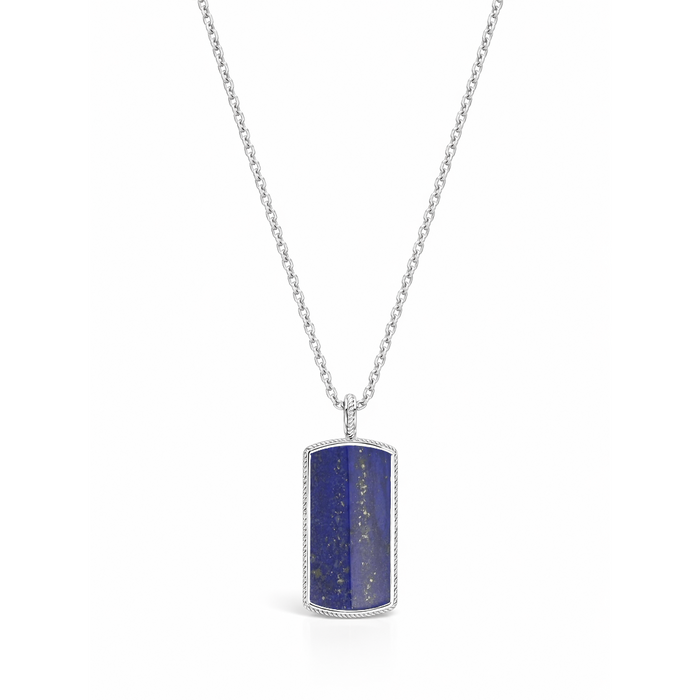 RECTANGULAR SHAPE MEN SILVER NECKLACE