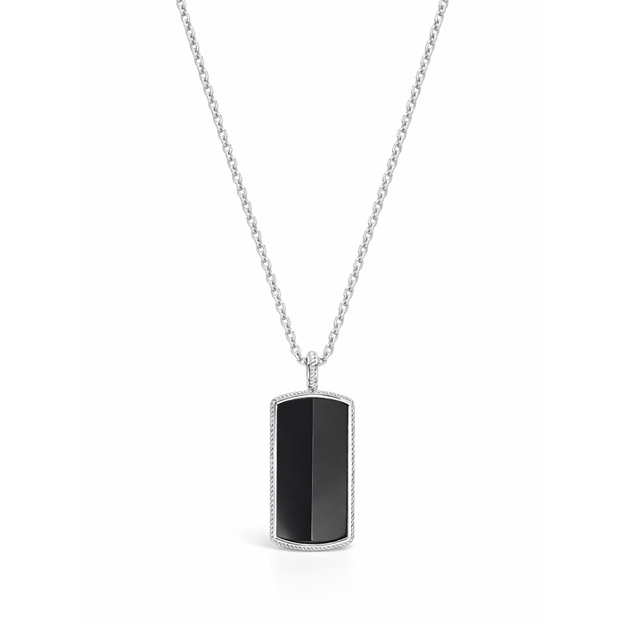 RECTANGULAR SHAPE MEN SILVER NECKLACE