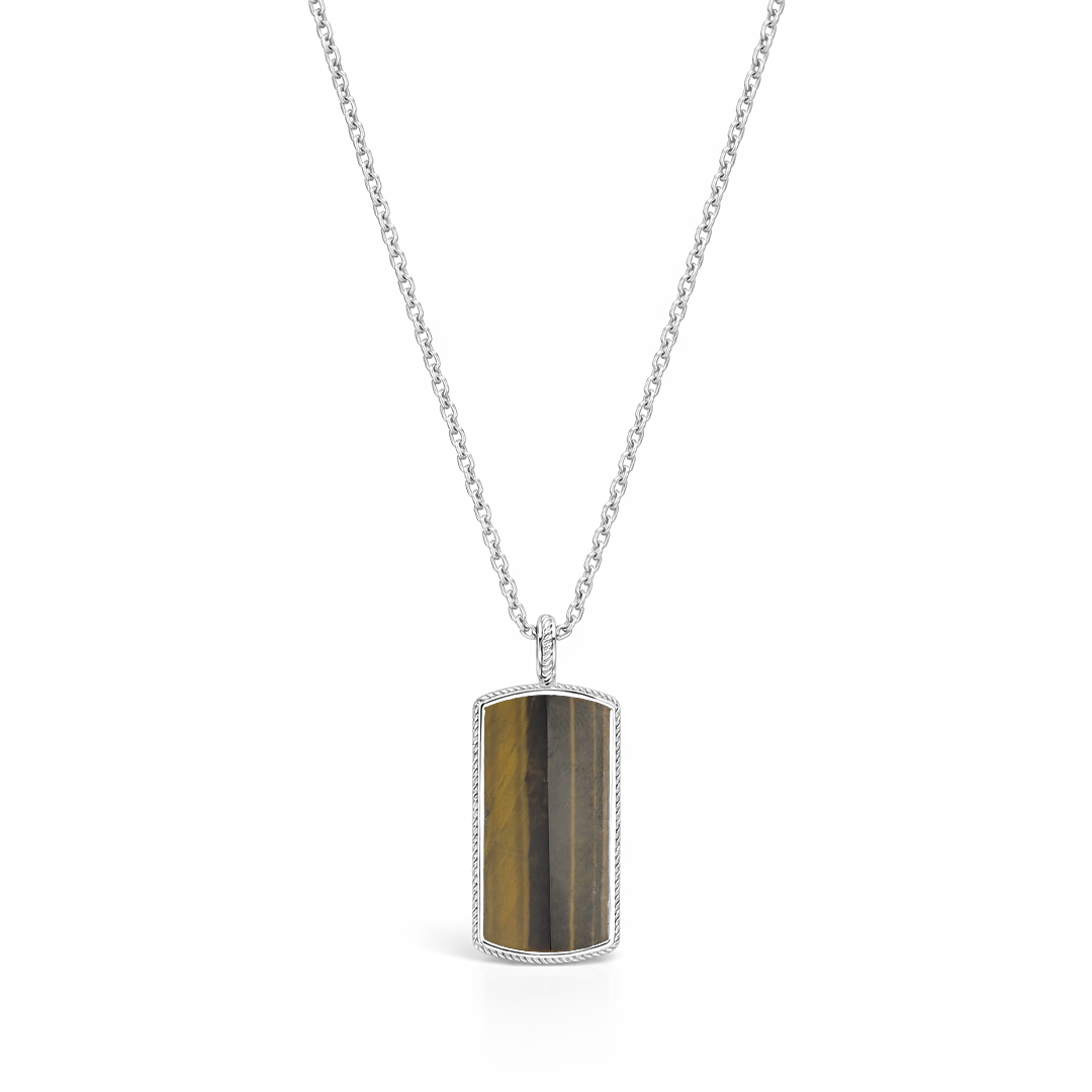 RECTANGULAR SHAPE MEN SILVER NECKLACE