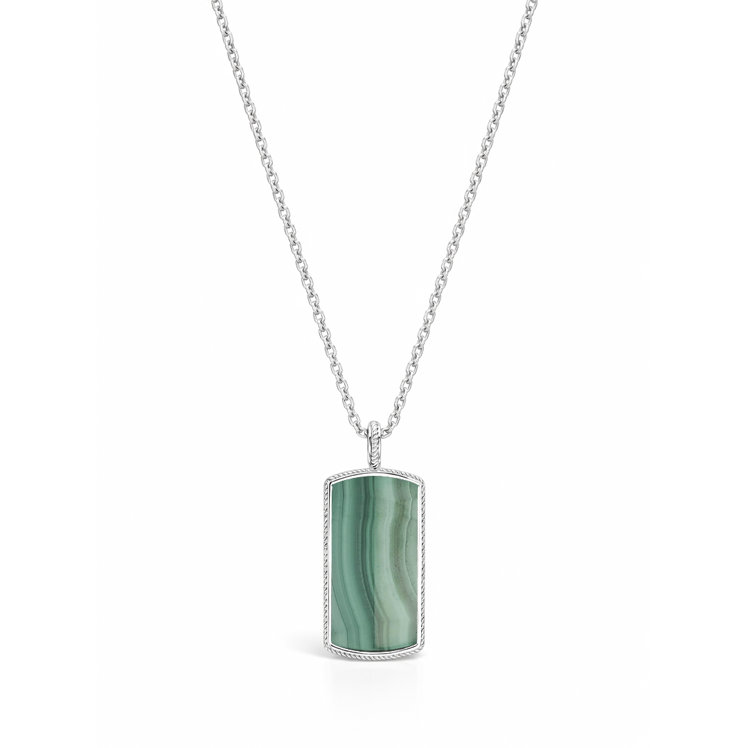 RECTANGULAR SHAPE MEN SILVER NECKLACE