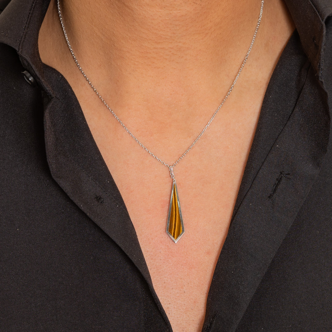 SWORD SHAPE MEN SILVER NECKLACE