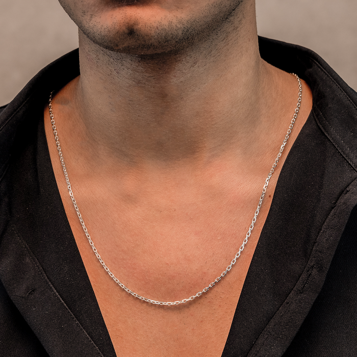 TRENDY CHAIN MEN SILVER NECKLACE