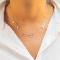 DROPPING PLAIN STARS SILVER NECKLACE