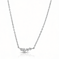 CURVED ROUND STONED SILVER NECKLACE