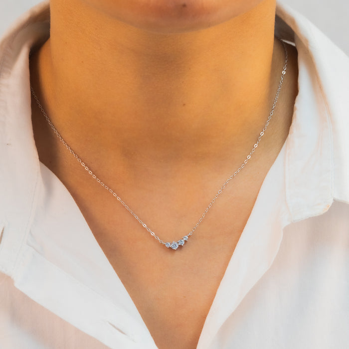 CURVED ROUND STONED SILVER NECKLACE
