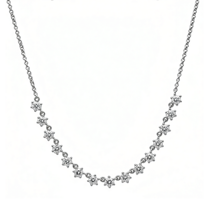 CLASSIC HALF TENNIS SILVER NECKLACE
