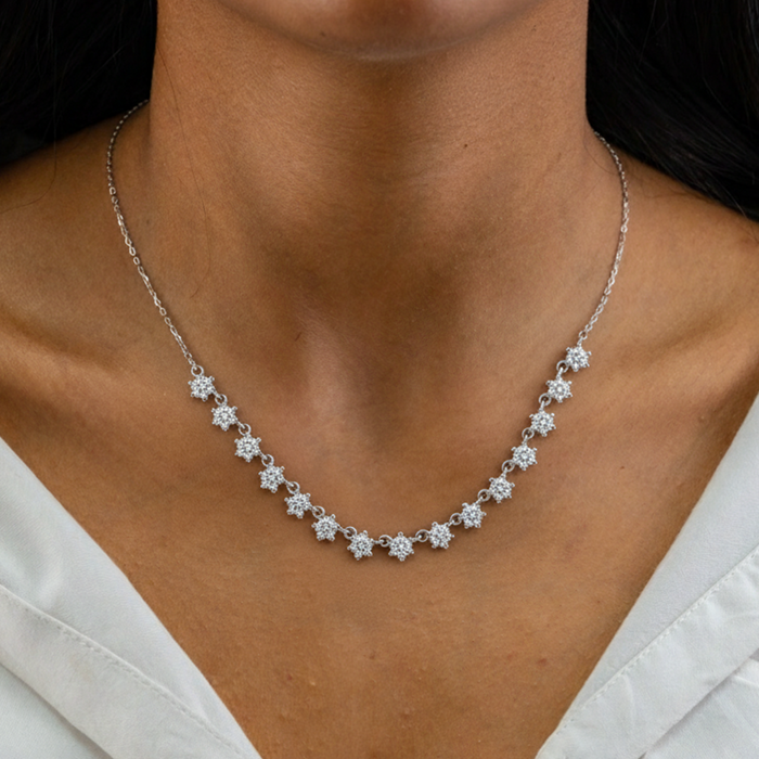 CLASSIC HALF TENNIS SILVER NECKLACE