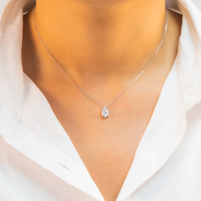 CRYSTAL OVAL CUT SILVER NECKLACE