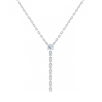 LONG PENDANT ROUND STONES SILVER NECKLACE