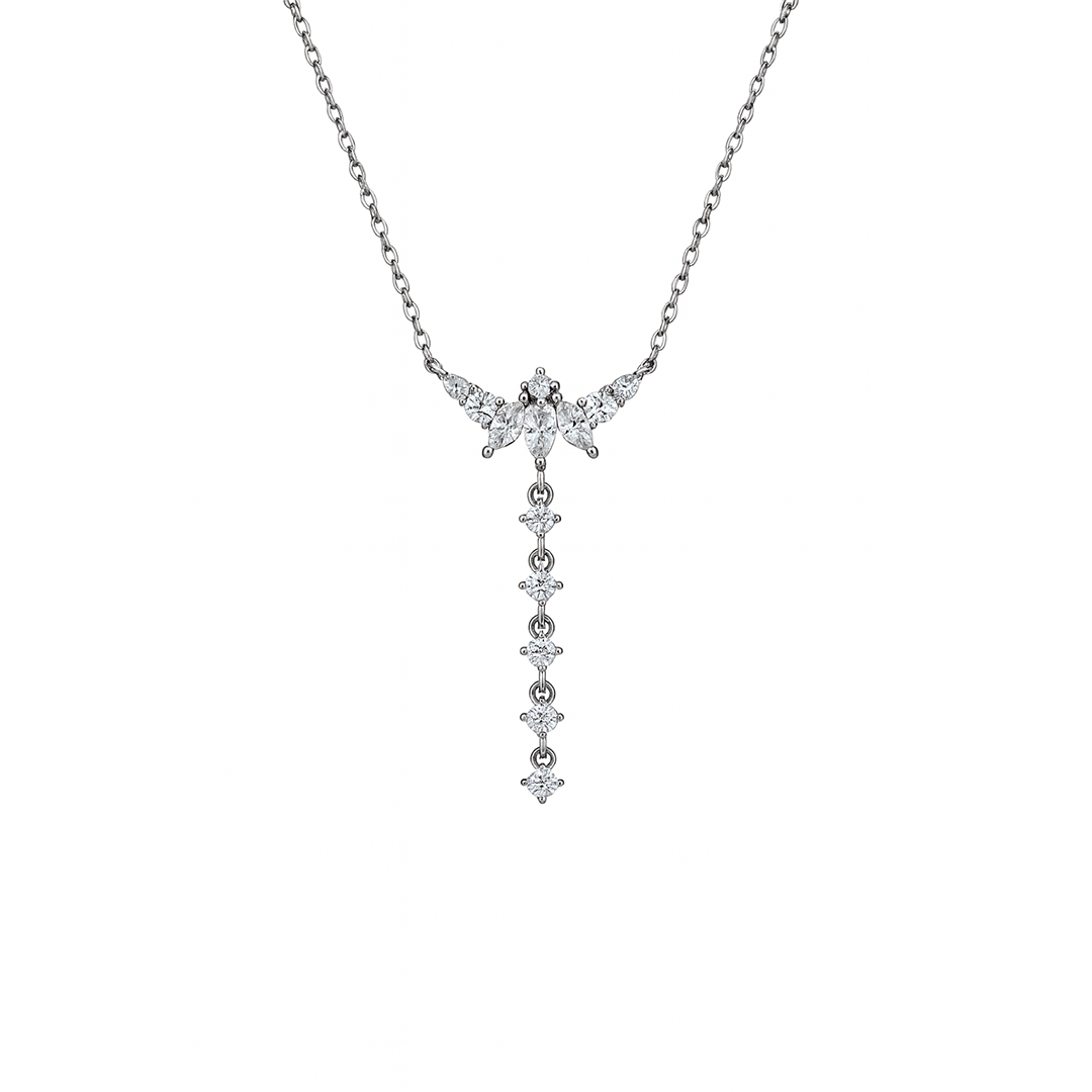 ELEGANT DROP PENDANT SILVER NECKLACE