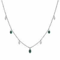 DROPPING MARQUISE STONES SILVER NECKLACE