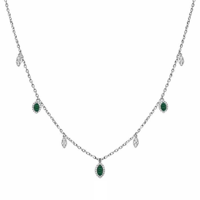 DROPPING MARQUISE STONES SILVER NECKLACE