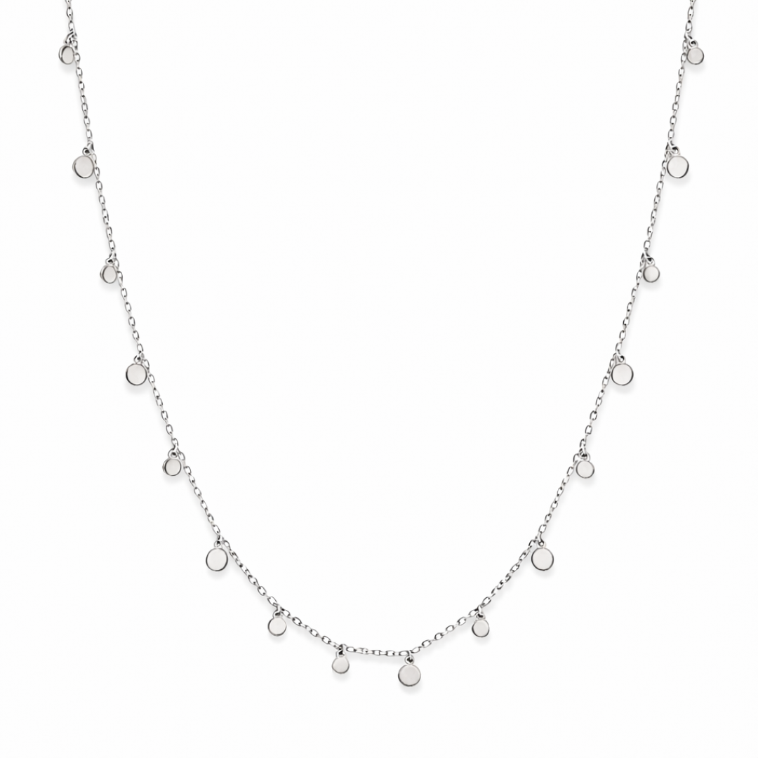 DROPPING PLAIN CIRCLES SILVER NECKLACE