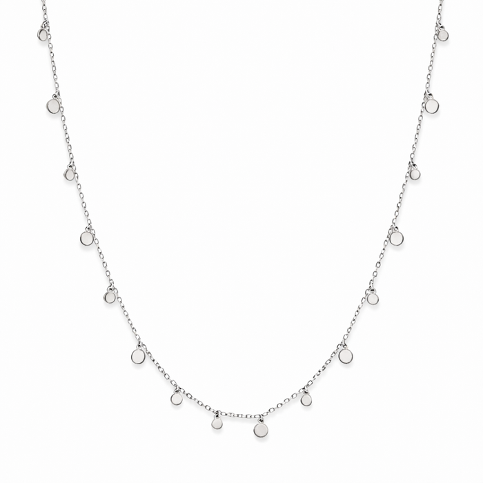 DROPPING PLAIN CIRCLES SILVER NECKLACE
