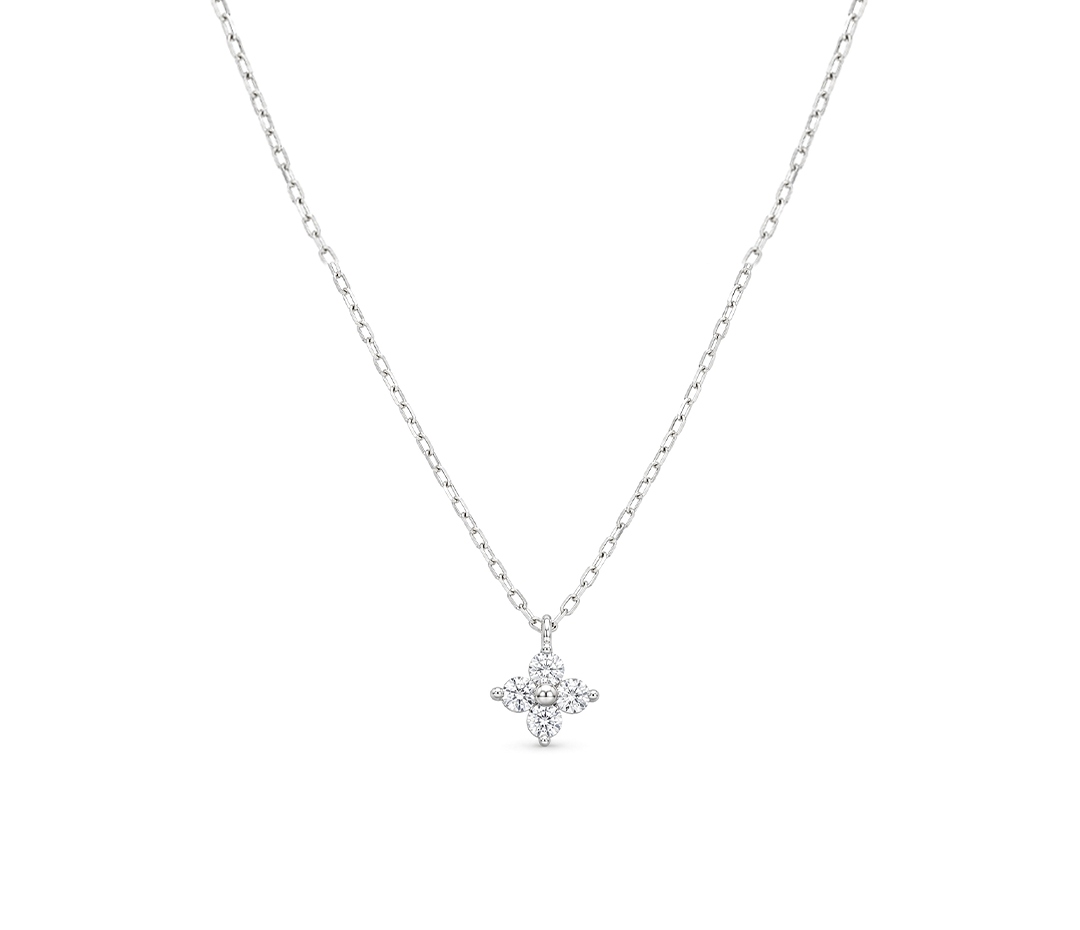 CLASSY FLOWER SHAPED SILVER NECKLACE