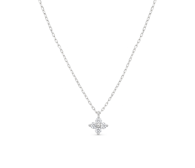 CLASSY FLOWER SHAPED SILVER NECKLACE