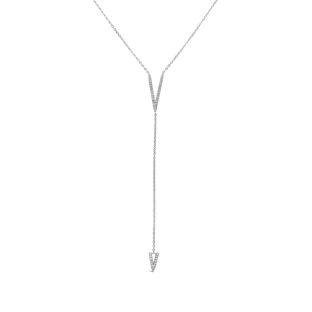 DROPPING V-SHAPED SILVER NECKLACE