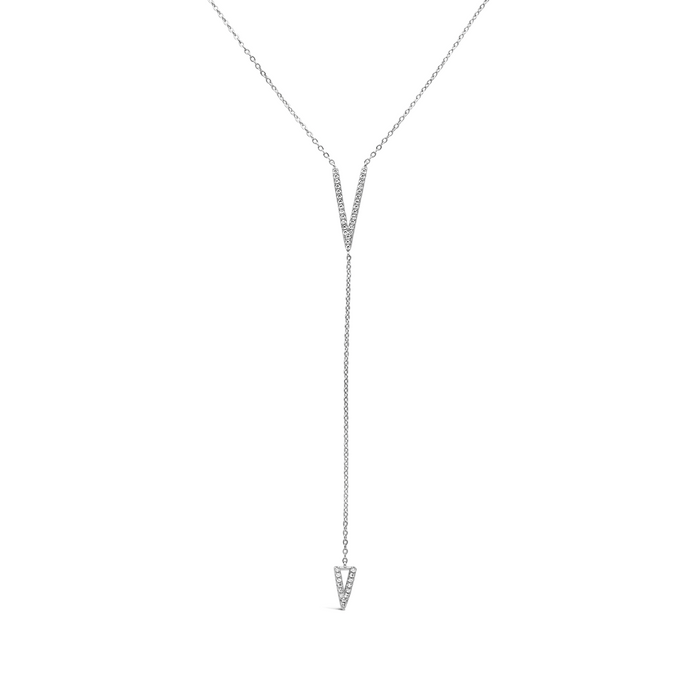 DROPPING V-SHAPED SILVER NECKLACE